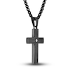 Thumbnail Image 1 of Men's Diamond Accent Cross Pendant Necklace 1/20 ct tw Round Black Titanium/Stainless Steel 22"