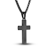 Thumbnail Image 2 of Men's Diamond Accent Cross Pendant Necklace 1/20 ct tw Round Black Titanium/Stainless Steel 22"