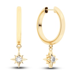 Juliette Maison Natural White Sapphire Starburst Drop Earrings 10K Yellow Gold
