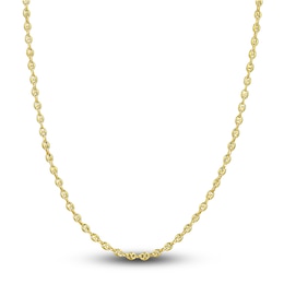 Hollow Puffy Mariner Link Necklace 14K Yellow Gold 20&quot; 3.7mm