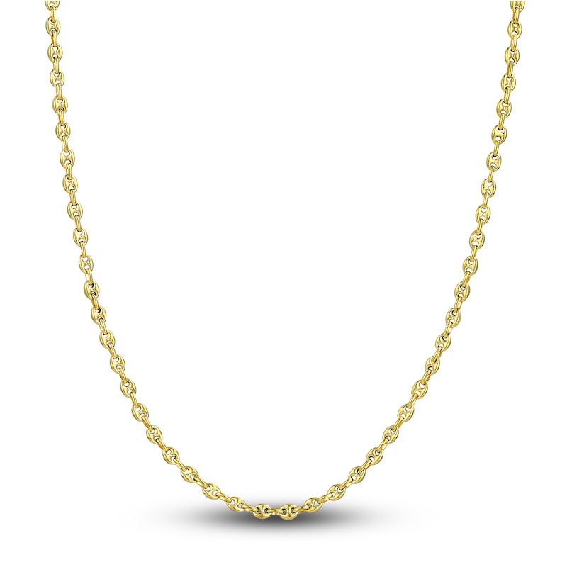 Main Image 1 of Hollow Puffy Mariner Link Necklace 14K Yellow Gold 20&quot; 3.7mm