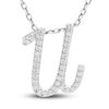 Thumbnail Image 1 of Diamond Initial U Pendant Necklace 1/10 ct tw Round 10K White Gold