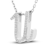 Thumbnail Image 2 of Diamond Initial U Pendant Necklace 1/10 ct tw Round 10K White Gold