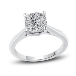 Lab-Created Diamond Solitaire Engagement Ring 2-1/2 ct tw Cushion 14K White Gold