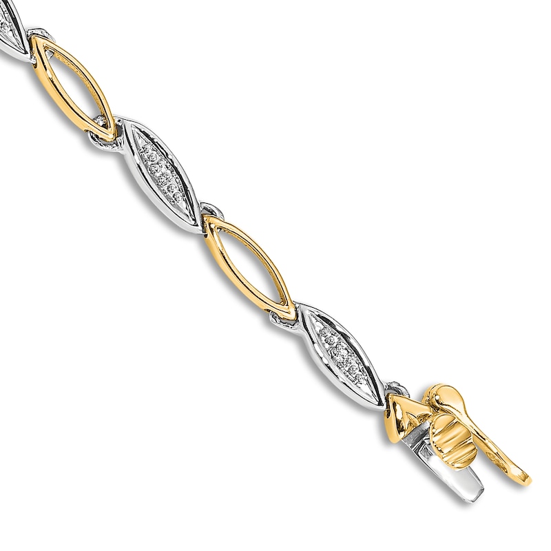 Main Image 2 of High-Polish Marquise Bracelet Diamond Accents 14K Two-Tone Gold 7.5&quot;