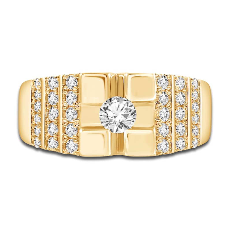 Main Image 3 of Men's Diamond Ring 1 ct tw Round 14K Yellow Gold