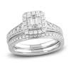 Thumbnail Image 0 of Diamond Halo Bridal Set 3/4 ct tw Baguette/Round 14K White Gold