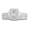 Thumbnail Image 2 of Diamond Halo Bridal Set 3/4 ct tw Baguette/Round 14K White Gold