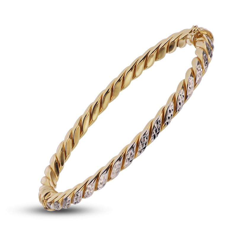 Italia D'Oro Diamond-Cut Tube Bangle Bracelet 14K Yellow Gold 5.0mm