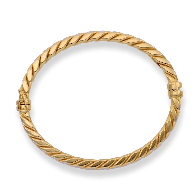 Italia D'Oro Diamond-Cut Tube Bangle Bracelet 14K Yellow Gold 5.0mm