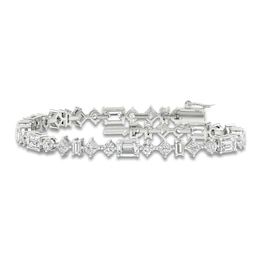 Lab-Created Diamond Tennis Bracelet 8-1/2 ct tw Emerald/Princess/Round/Baguette 14K White Gold 7.25&quot;