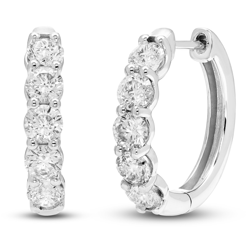 Diamond Hoop Earrings 2 ct tw Round 14K White Gold | Jared