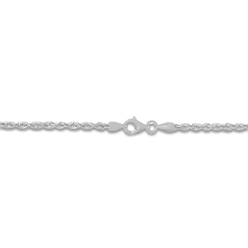 Main Image 2 of Solid Diamond-Cut Rope Chain Necklace 14K White Gold 16&quot; 2.5mm