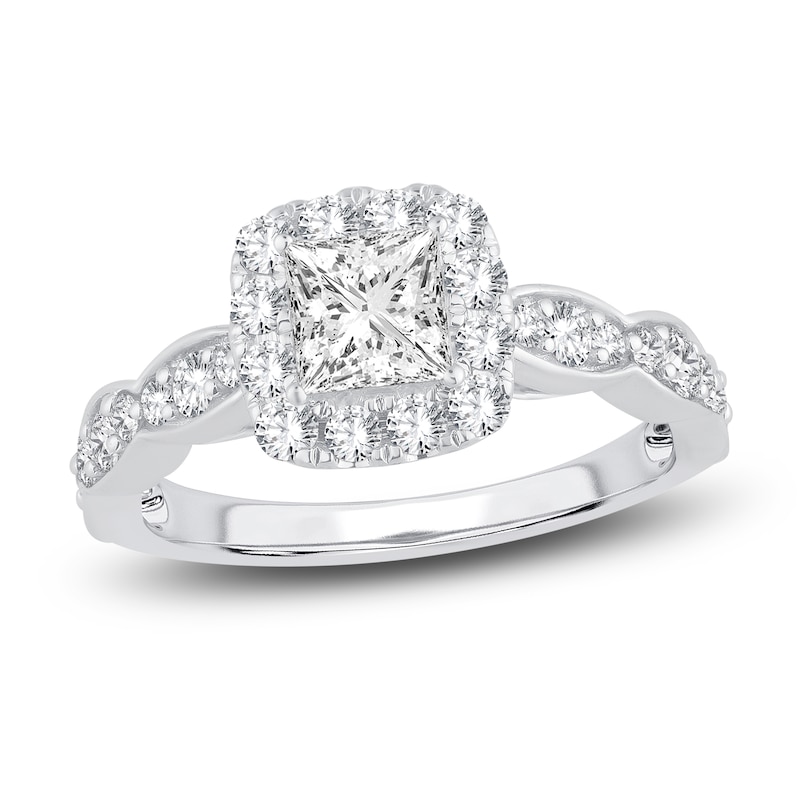 Main Image 1 of Diamond Engagement Ring 1-1/3 ct tw Princess/Round 14K White Gold