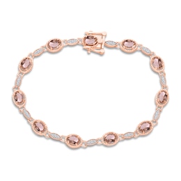 Kallati Oval-Cut Natural Morganite Bracelet 1/3 ct tw Diamonds 14K Rose Gold 7.5&quot;