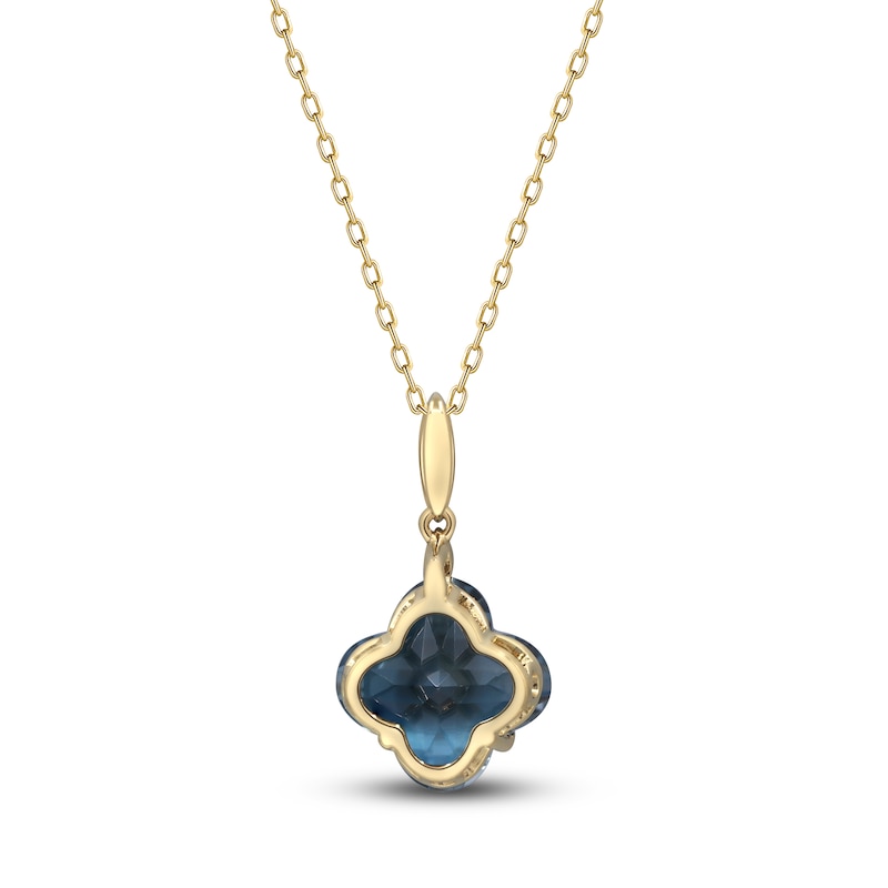 Natural London Blue Topaz & Diamond Accent Necklace 14K Yellow Gold