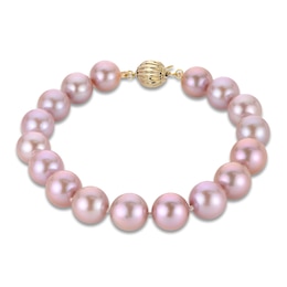 Pink Freshwater Cultured Pearl Bracelet 14K Yellow Gold 8&quot;