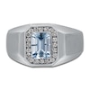 Thumbnail Image 2 of Men's Natural Aquamarine & Diamond Ring 1/5 ct tw 14K White Gold