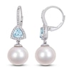 Thumbnail Image 1 of Freshwater Cultured Pearl & Natural Blue Topaz Drop Earrings 1/4 ct tw Diamonds 14K White Gold