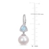 Thumbnail Image 2 of Freshwater Cultured Pearl & Natural Blue Topaz Drop Earrings 1/4 ct tw Diamonds 14K White Gold