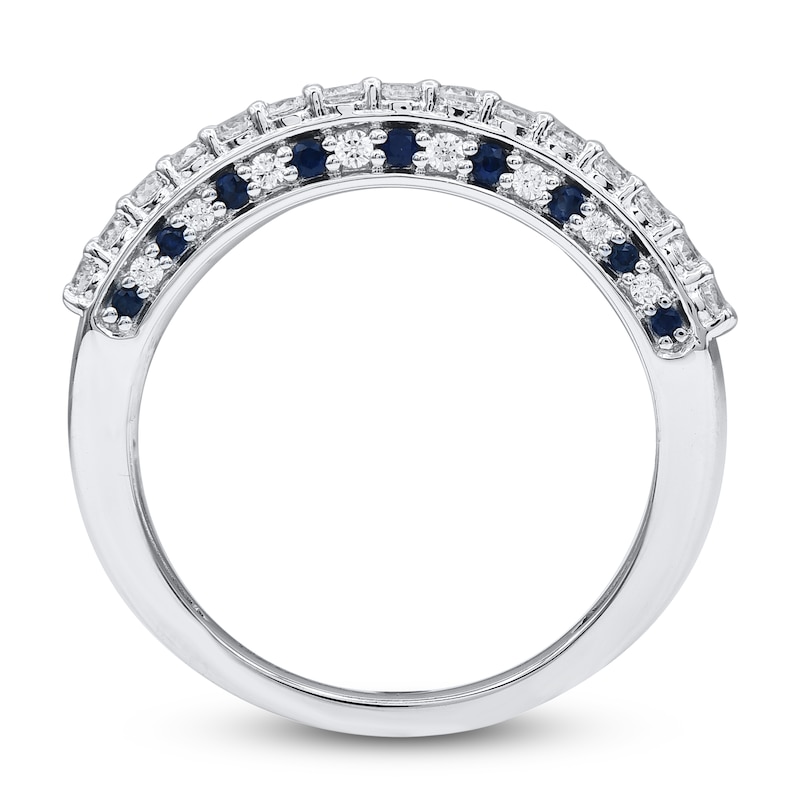 Main Image 2 of Natural Sapphire & Diamond Multi-Row Wedding Band 1-1/2 ct tw 14K White Gold