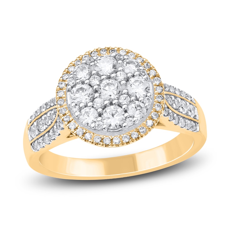 Main Image 1 of Diamond Cluster Halo Ring 1 ct tw 14K Yellow Gold