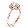 Thumbnail Image 2 of Emerald & Round-Cut Diamond Double Halo Engagement Ring 1 ct tw 14K Rose Gold