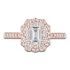 Thumbnail Image 3 of Emerald & Round-Cut Diamond Double Halo Engagement Ring 1 ct tw 14K Rose Gold