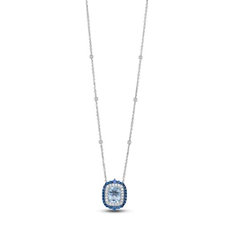 Le Vian Natural Sapphire , Aquamarine & Diamond Necklace 3/8 ct tw Platinum