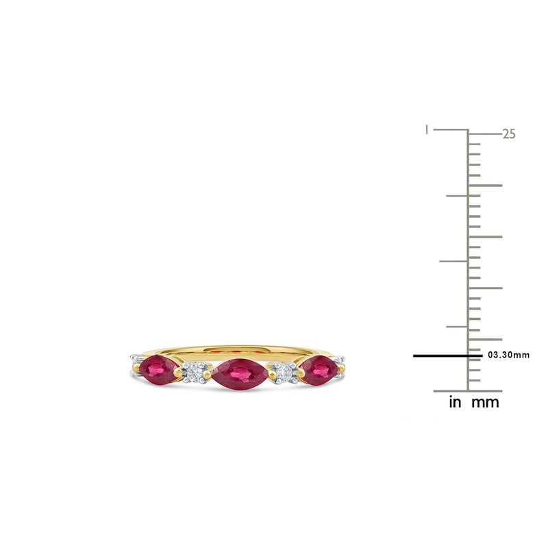 Main Image 4 of Marquise-Cut Natural Ruby & Diamond Ring 1/8 ct tw 14K Yellow Gold