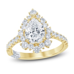 Pnina Tornai Lab-Created Diamond Pear-Shaped Halo Engagement Ring 2-1/2 ct tw 14K Yellow Gold