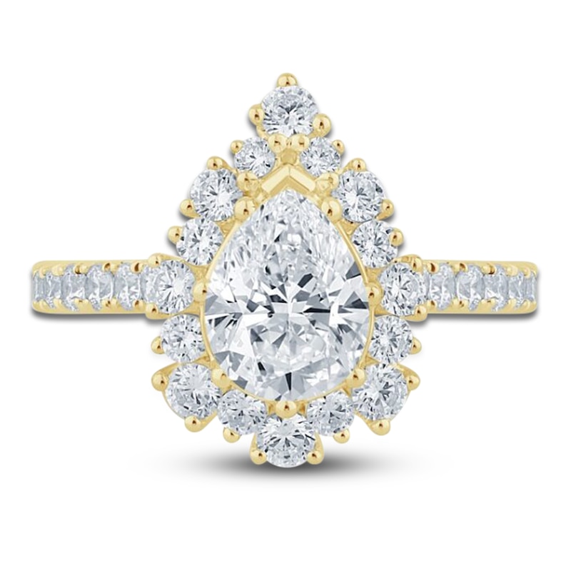 Main Image 3 of Pnina Tornai Lab-Created Diamond Pear-Shaped Halo Engagement Ring 2-1/2 ct tw 14K Yellow Gold