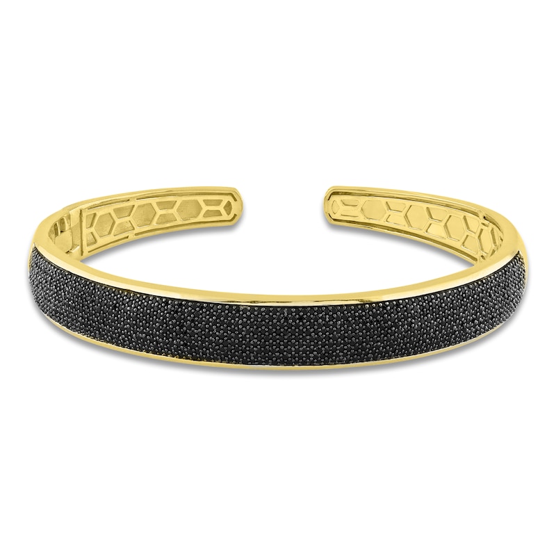 Men's Black Diamond Cuff Bangle Bracelet 2-3/4 ct tw 10K Yellow Gold