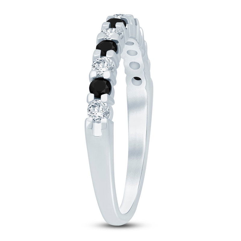 Black & White Diamond Anniversary Ring 1/2 ct tw 14K White Gold