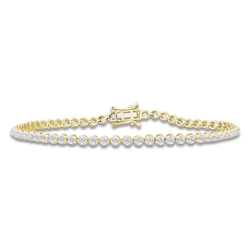 Main Image 1 of Men's Lab-Created Diamond Tennis Bracelet 2-1/4 ct tw 14K Yellow Gold 8&quot;