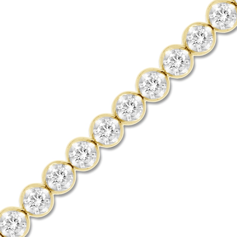 Main Image 2 of Men's Lab-Created Diamond Tennis Bracelet 2-1/4 ct tw 14K Yellow Gold 8&quot;