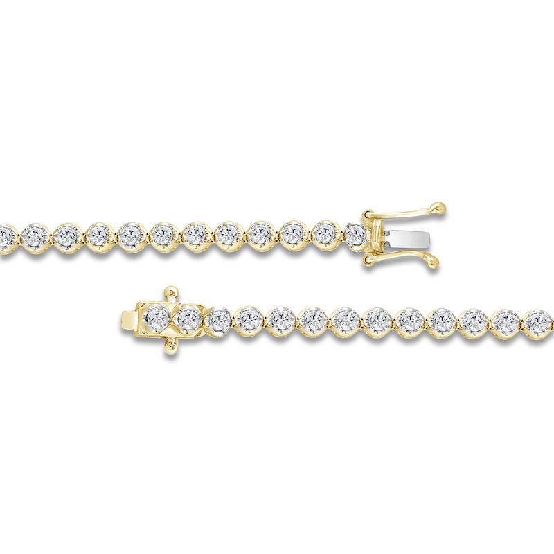 Main Image 3 of Men's Lab-Created Diamond Tennis Bracelet 2-1/4 ct tw 14K Yellow Gold 8&quot;