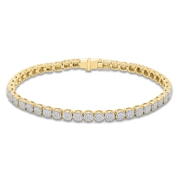 Men's Diamond Composite Round Link Tennis Bracelet 1 ct tw 10K Yellow Gold 8&quot;