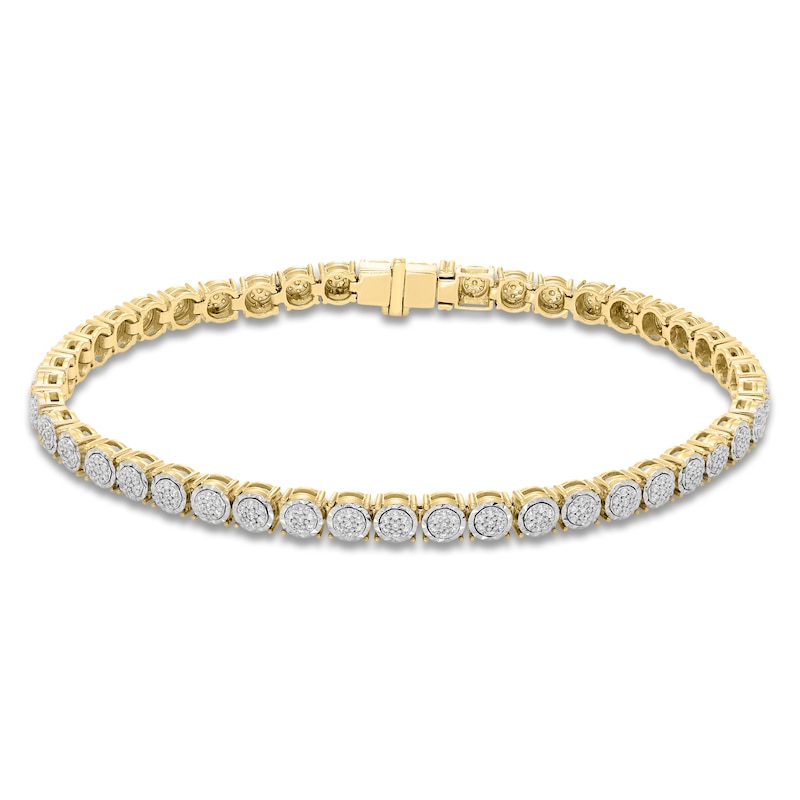 Men's Diamond Composite Round Link Tennis Bracelet 1 ct tw 10K Yellow Gold 8"