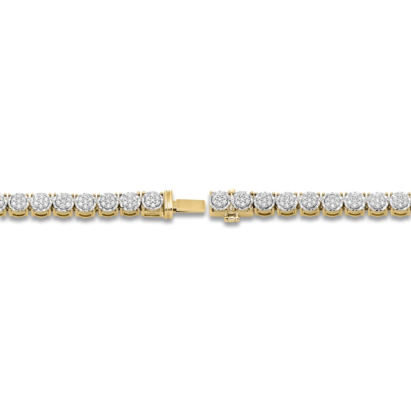 Men's Diamond Composite Round Link Tennis Bracelet 1 ct tw 10K Yellow Gold 8"