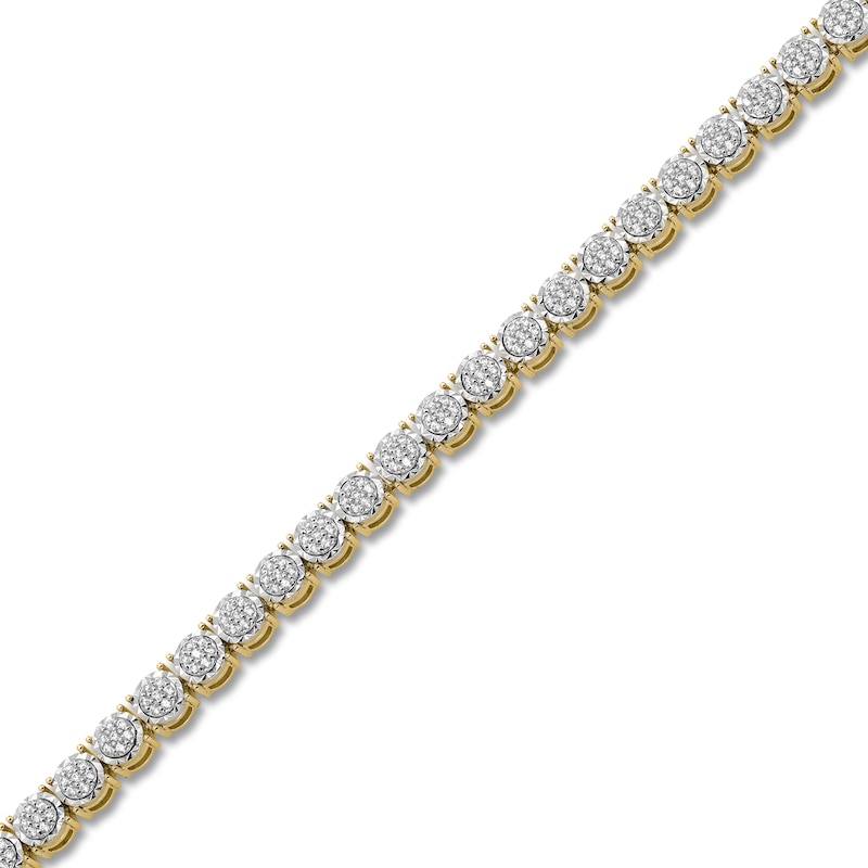 Men's Diamond Composite Round Link Tennis Bracelet 1 ct tw 10K Yellow Gold 8"