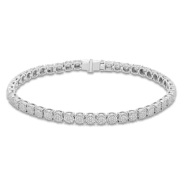 Men's Multi-Diamond Tennis Bracelet 1 ct tw 10K White Gold 8&quot;