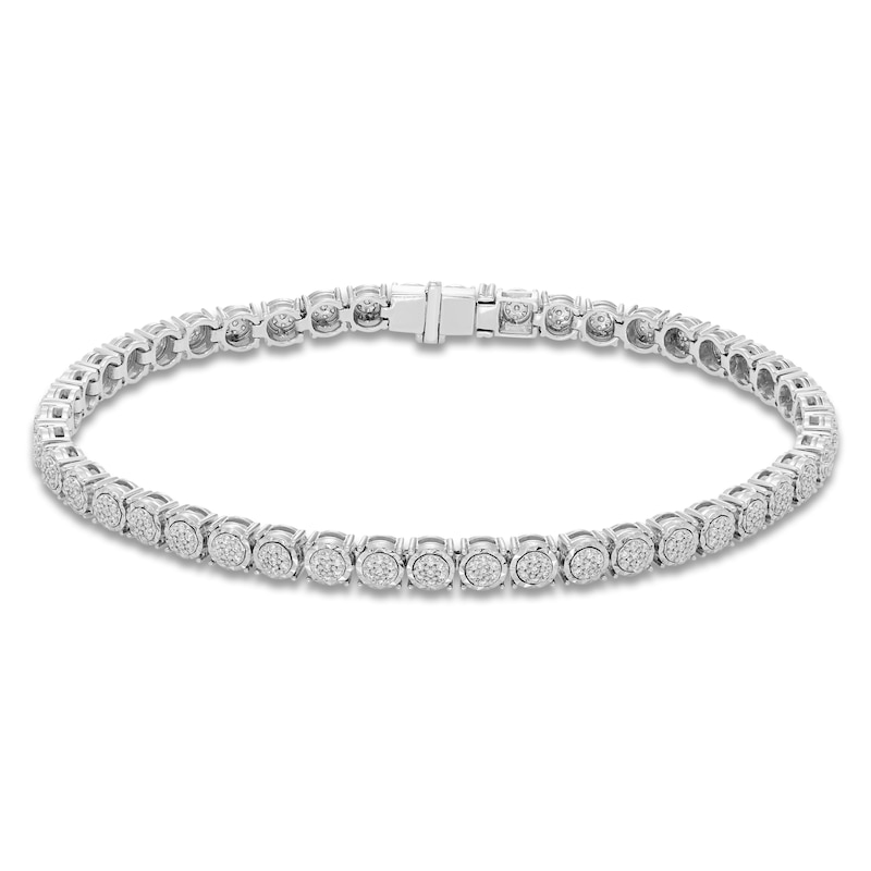 Men's Multi-Diamond Tennis Bracelet 1 ct tw 10K White Gold 8"