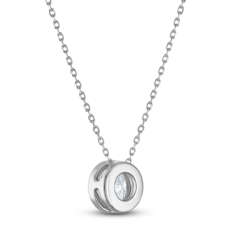 Main Image 3 of Certified Round-Cut Diamond Bezel-Set Solitaire Necklace 1-1/2 ct tw 14K White Gold 18&quot; (I1/I)