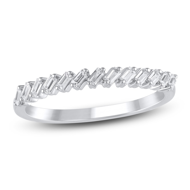 Certified Diamond Baguette-Cut Anniversary Ring 1/4 ct tw 14K White Gold