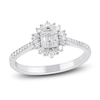 Thumbnail Image 1 of Baguette & Round-Cut Multi-Diamond Starburst Halo Promise Ring 1/3 ct tw 10K White Gold