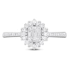 Thumbnail Image 3 of Baguette & Round-Cut Multi-Diamond Starburst Halo Promise Ring 1/3 ct tw 10K White Gold