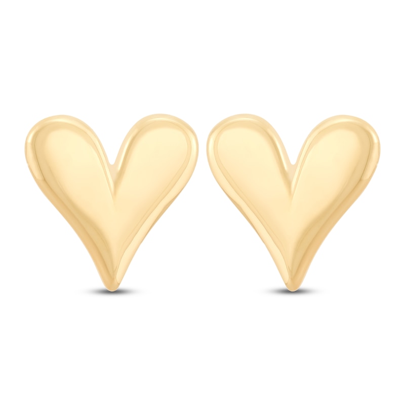 Main Image 1 of Italia D'Oro Puff Heart Stud Earrings 14K Yellow Gold