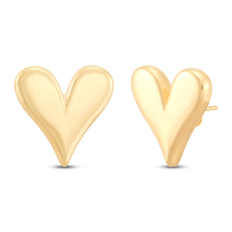 Main Image 2 of Italia D'Oro Puff Heart Stud Earrings 14K Yellow Gold