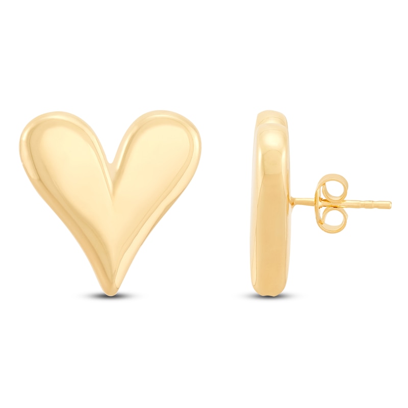 Main Image 3 of Italia D'Oro Puff Heart Stud Earrings 14K Yellow Gold